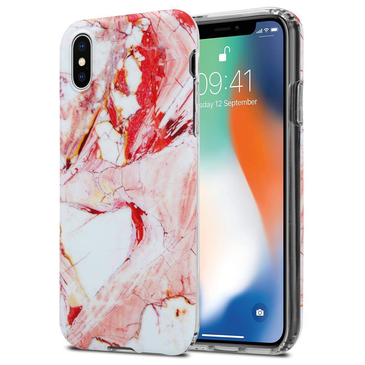 Cadorabo Schutzhülle für Apple iPhone X / XS Hülle in Rosa TPU Handyhülle Etui Case Cover