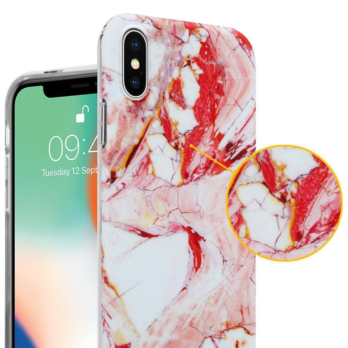 Cadorabo Schutzhülle für Apple iPhone X / XS Hülle in Rosa TPU Handyhülle Etui Case Cover