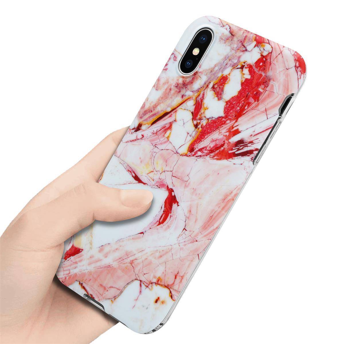 Cadorabo Schutzhülle für Apple iPhone X / XS Hülle in Rosa TPU Handyhülle Etui Case Cover