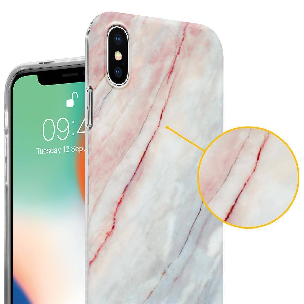 Cadorabo Schutzhülle für Apple iPhone X / XS Hülle in Rosa TPU Handyhülle Etui Case Cover