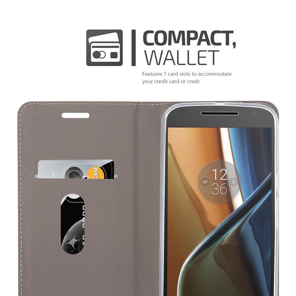 Cadorabo Hülle für Motorola MOTO G4 / G4 PLUS Schutzhülle in Grau Handy Hülle Etui Book Case Cover