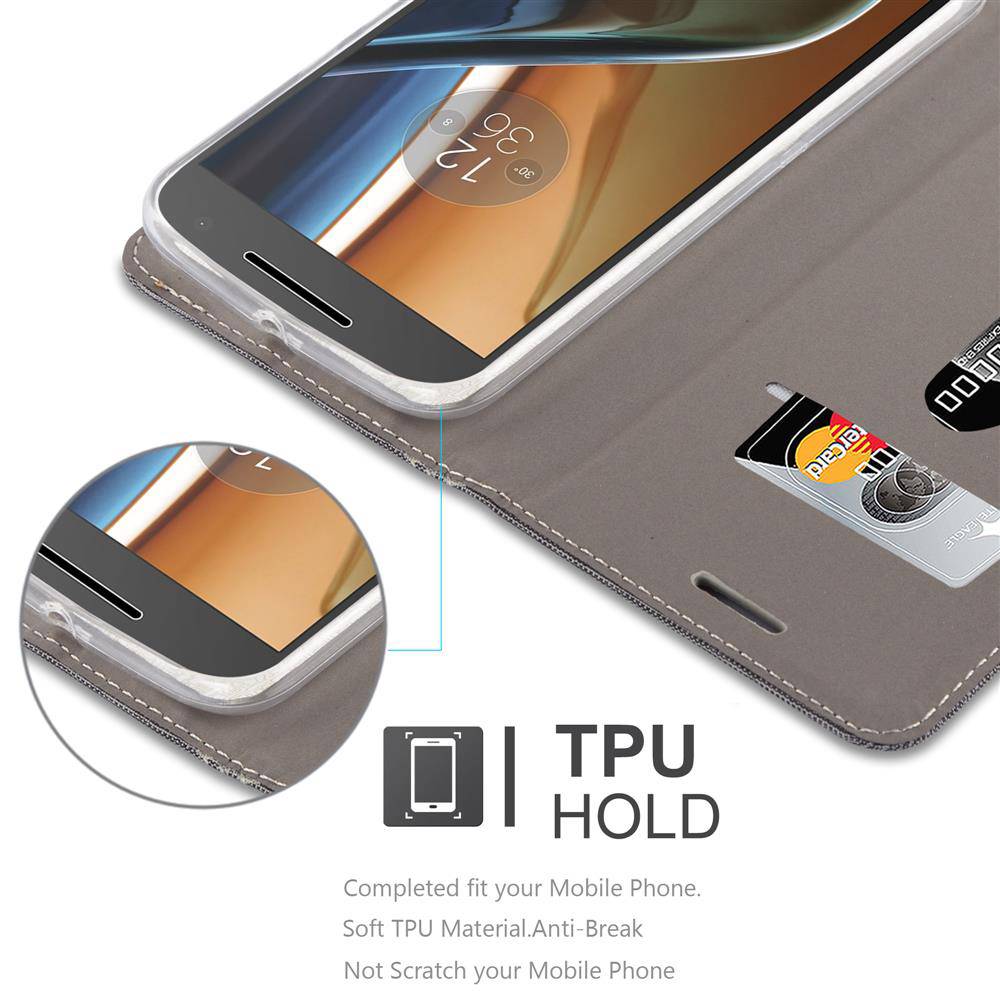 Cadorabo Hülle für Motorola MOTO G4 / G4 PLUS Schutzhülle in Grau Handy Hülle Etui Book Case Cover