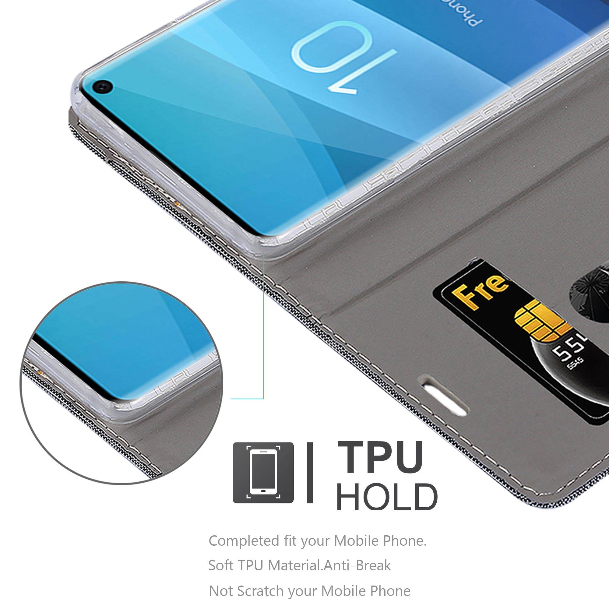 Cadorabo Hülle für Samsung Galaxy S10 5G Schutzhülle in Grau Handy Hülle Etui Book Case Cover