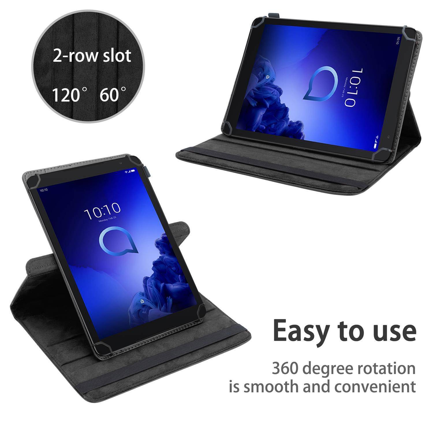 Cadorabo Hülle für 8" Tablets Schutzhülle in Schwarz 360 Grad Tablet Hülle Etui Cover Case