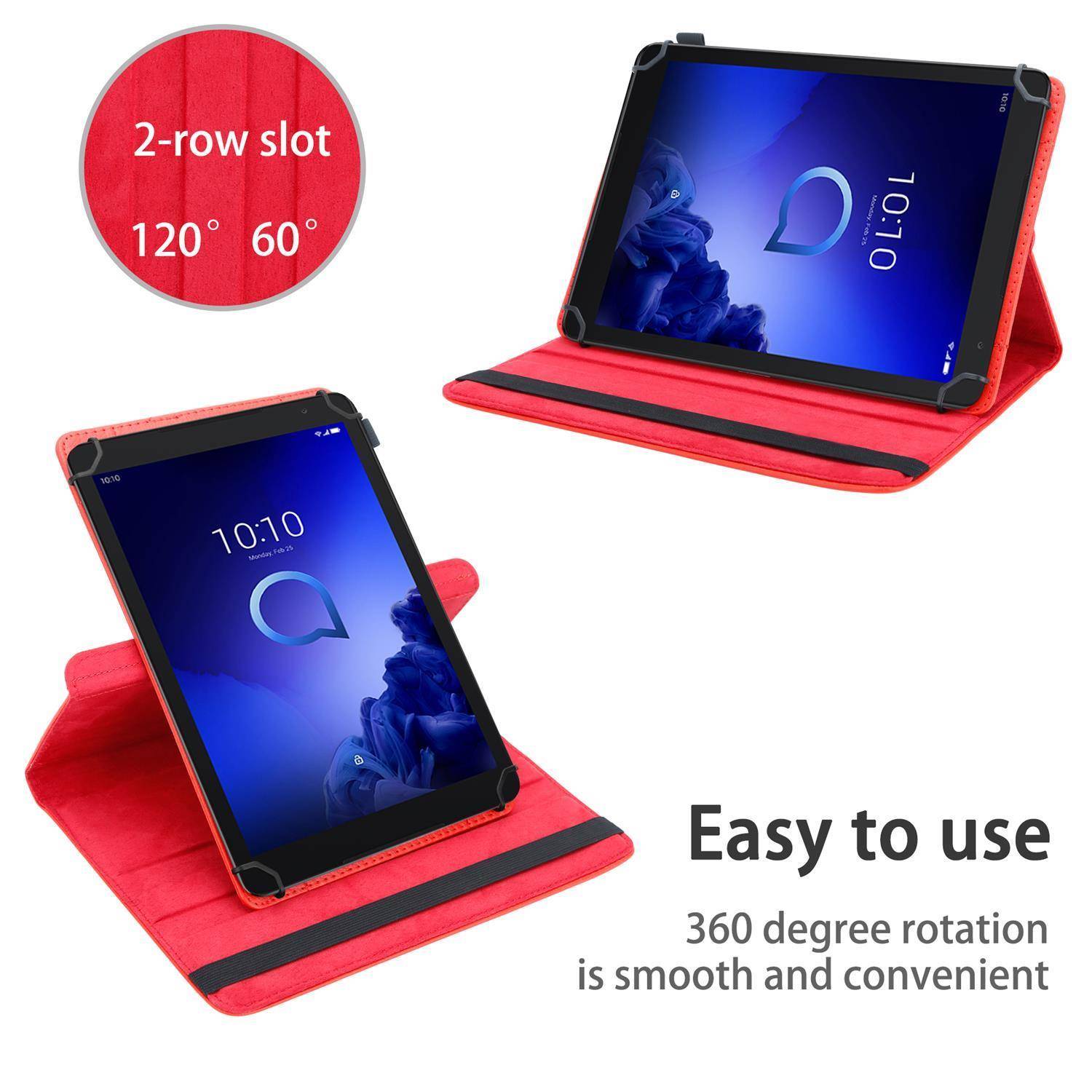 Cadorabo Hülle für 8" Tablets Schutzhülle in Rot 360 Grad Tablet Hülle Etui Cover Case
