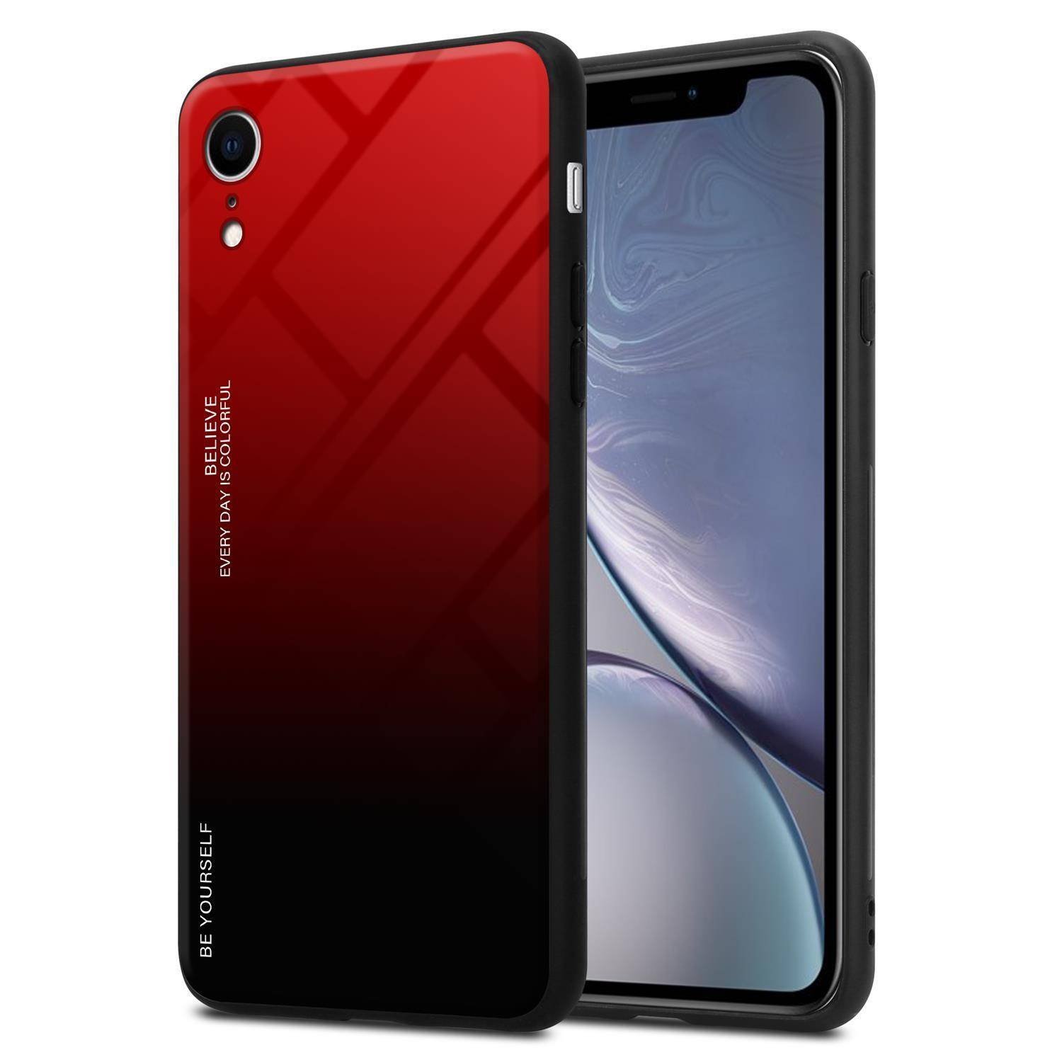 Cadorabo Hülle für Apple iPhone XR Schutz Hülle in Schwarz Handyhülle TPU Etui Cover Case Tempered Glas