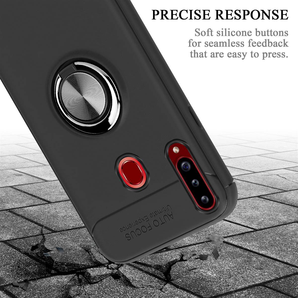 Cadorabo Schutzhülle für Samsung Galaxy A20s Hülle in Schwarz Handyhülle Etui Cover Case Silikon TPU