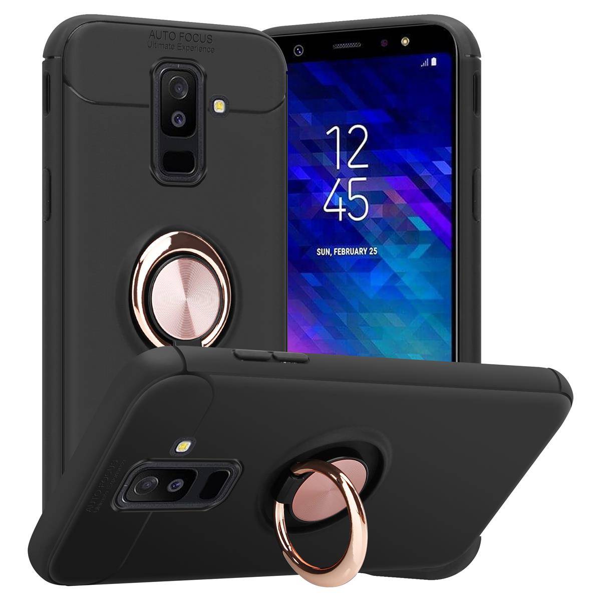 Cadorabo Schutzhülle für Samsung Galaxy A6 PLUS 2018 Hülle in schwarz Handyhülle Etui Cover Case Silikon TPU