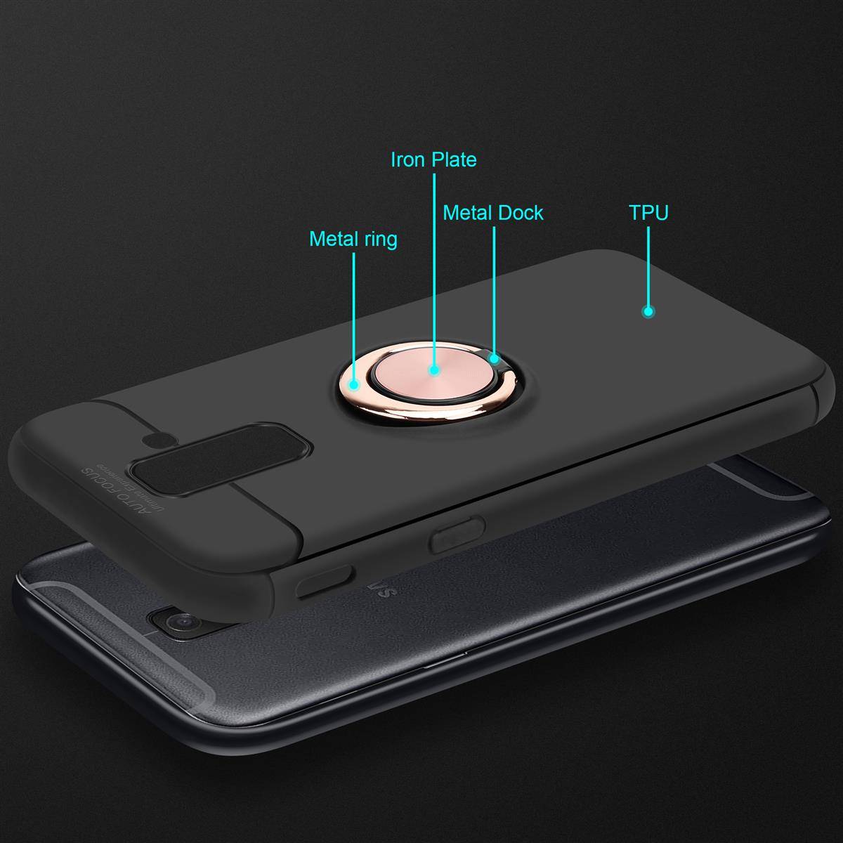 Cadorabo Schutzhülle für Samsung Galaxy A6 PLUS 2018 Hülle in schwarz Handyhülle Etui Cover Case Silikon TPU