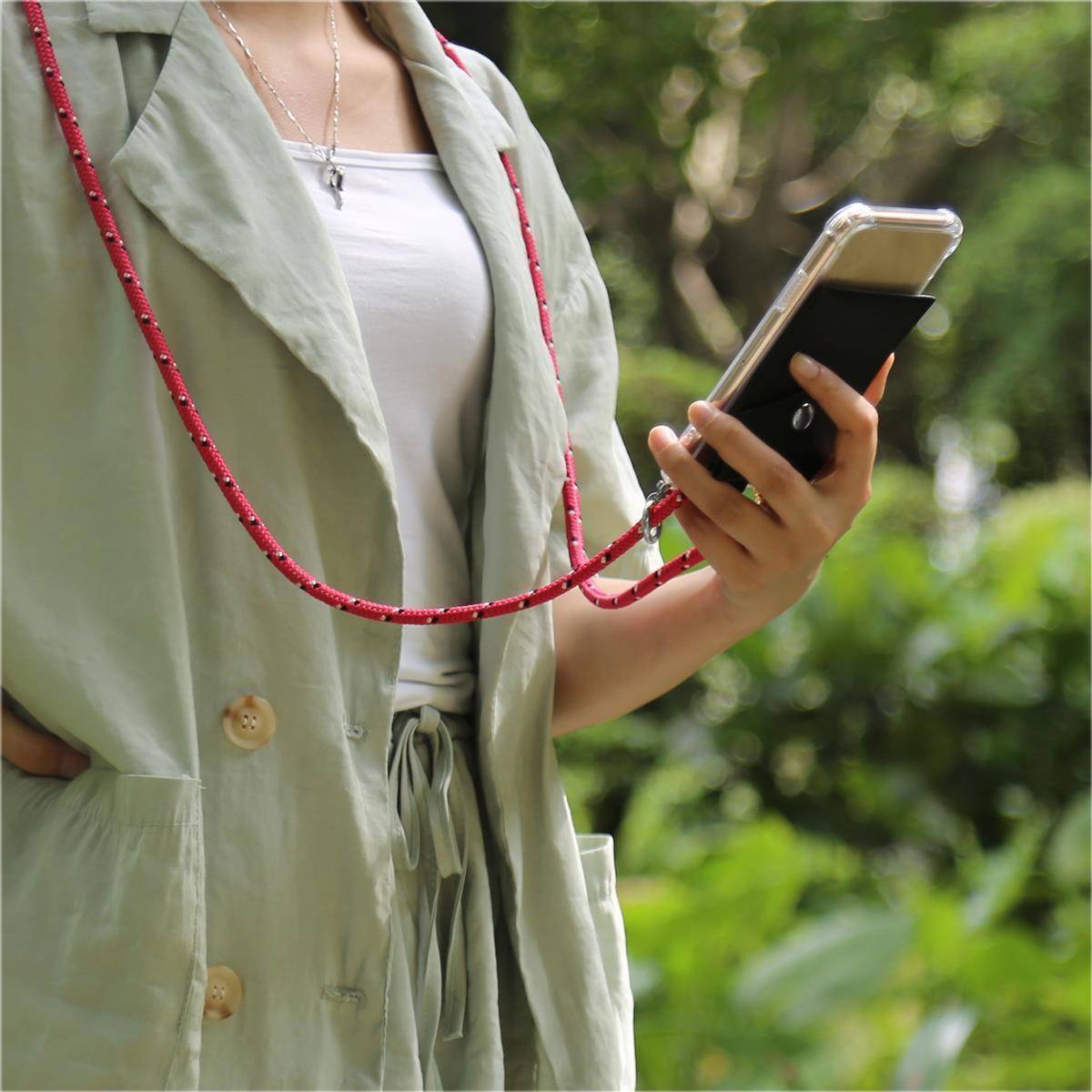 Cadorabo Schutzhülle für Samsung Galaxy S21 ULTRA Hülle in Pink Handy Kette Kordel abnehmbares Etui