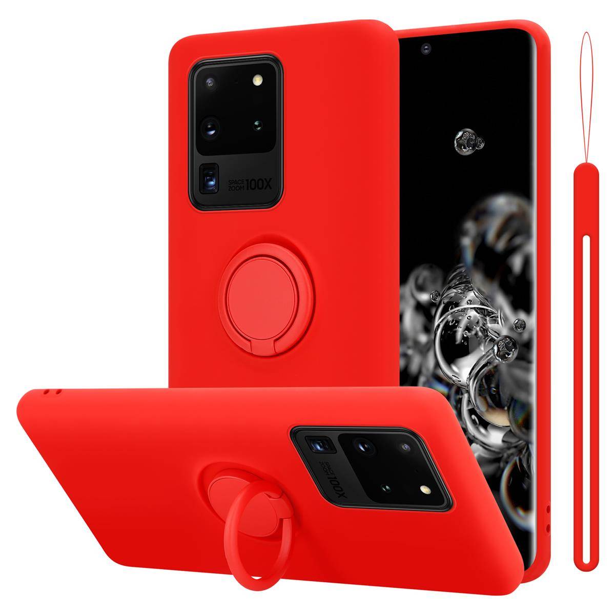 Cadorabo Hülle für Samsung Galaxy S20 ULTRA Schutz Hülle in Rot Handyhülle TPU Etui Case Cover