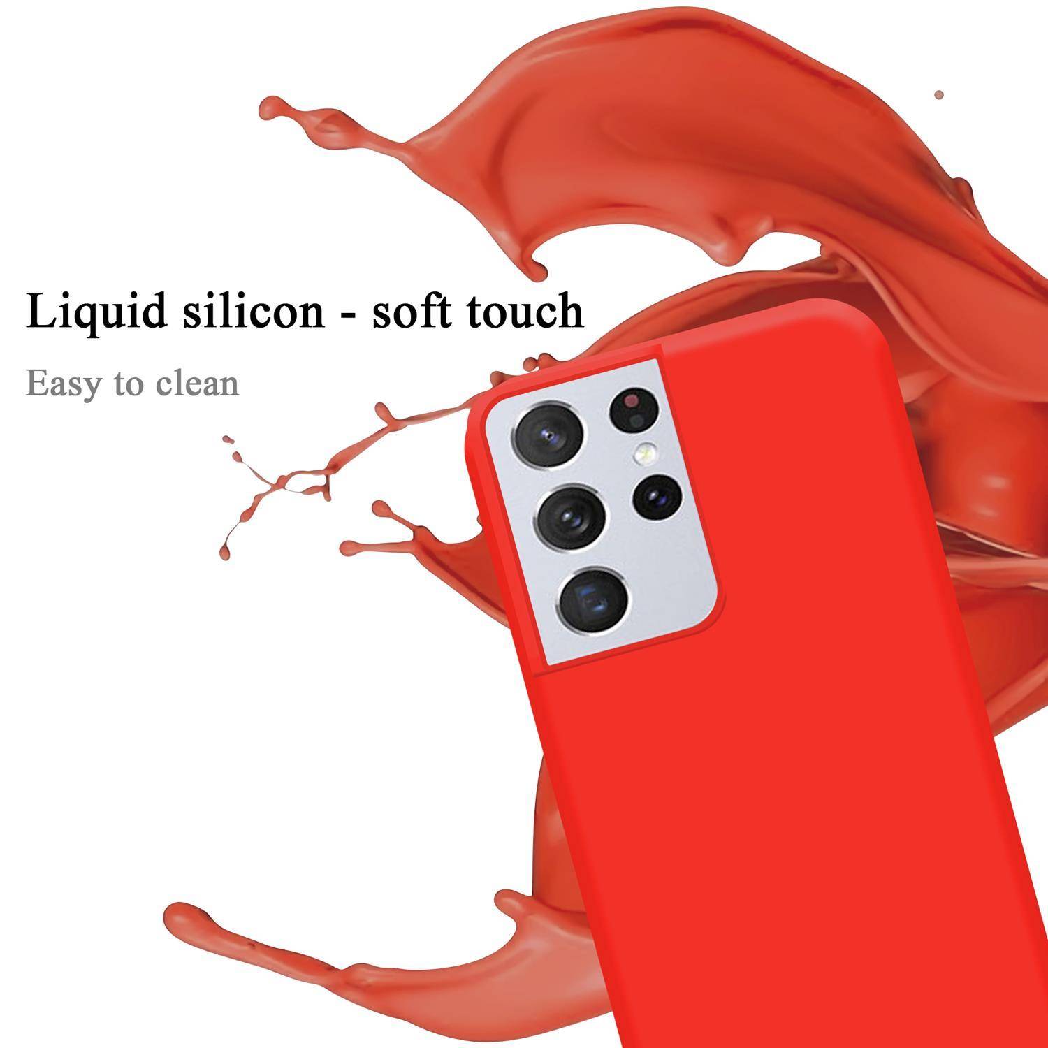 Cadorabo Schutzhülle für Samsung Galaxy S21 ULTRA Hülle in Rot Handyhülle Case Cover TPU Etui