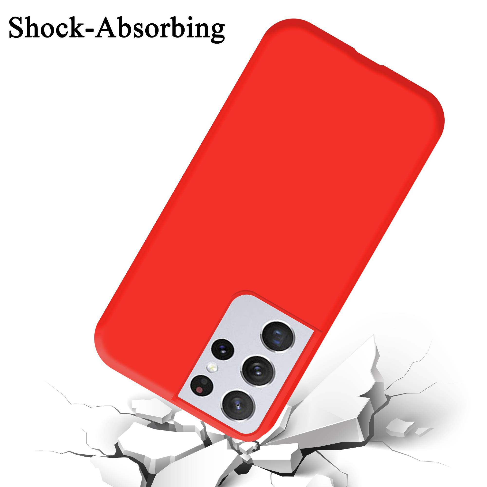Cadorabo Schutzhülle für Samsung Galaxy S21 ULTRA Hülle in Rot Handyhülle Case Cover TPU Etui