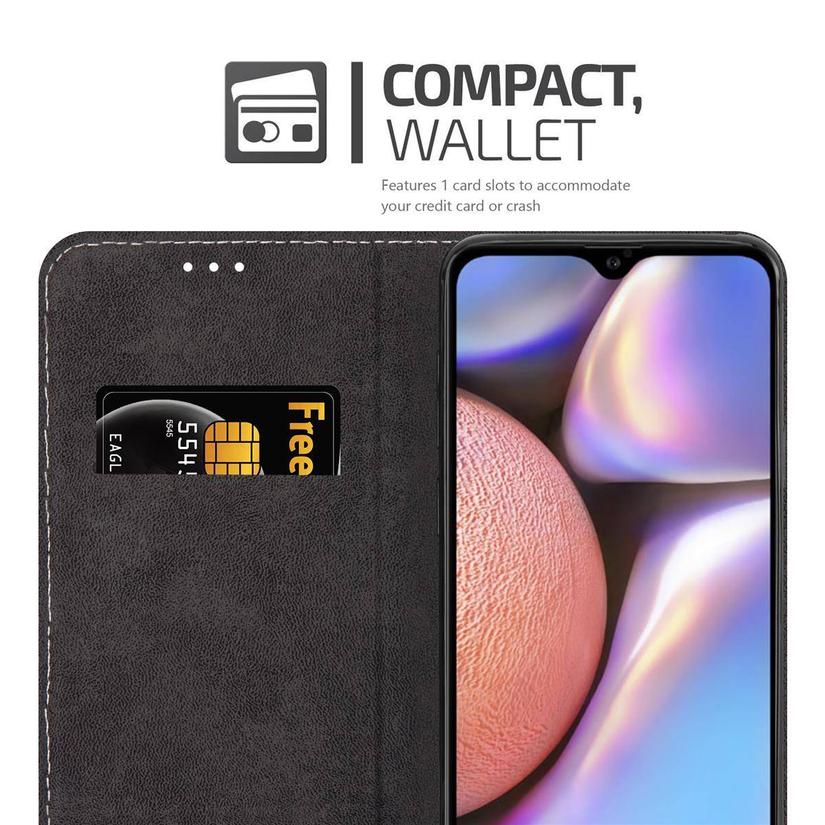 Cadorabo Hülle für Samsung Galaxy A10s / M01s Schutzhülle in Schwarz SHandyhülle Book Case Etui Kunstleder