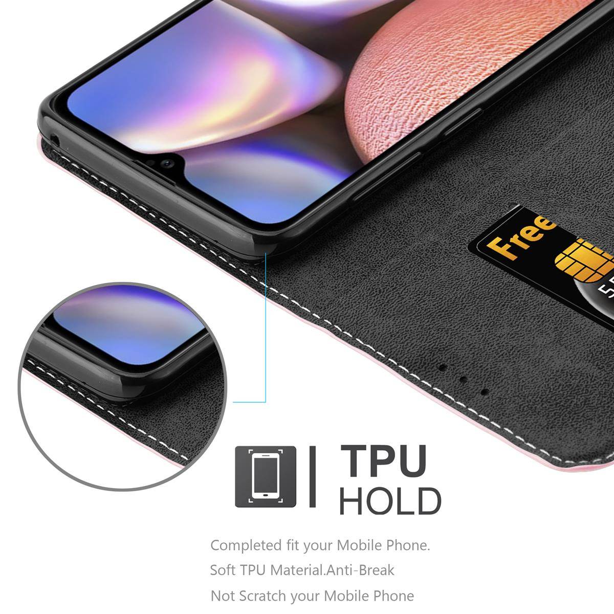 Cadorabo Hülle für Samsung Galaxy A10s / M01s Schutzhülle in Rosa SHandyhülle Book Case Etui Kunstleder