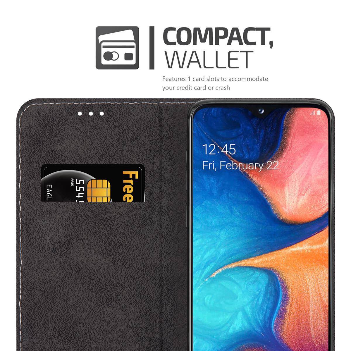 Cadorabo Hülle für Samsung Galaxy A10e / A20e Schutzhülle in Schwarz SHandyhülle Book Case Etui Kunstleder