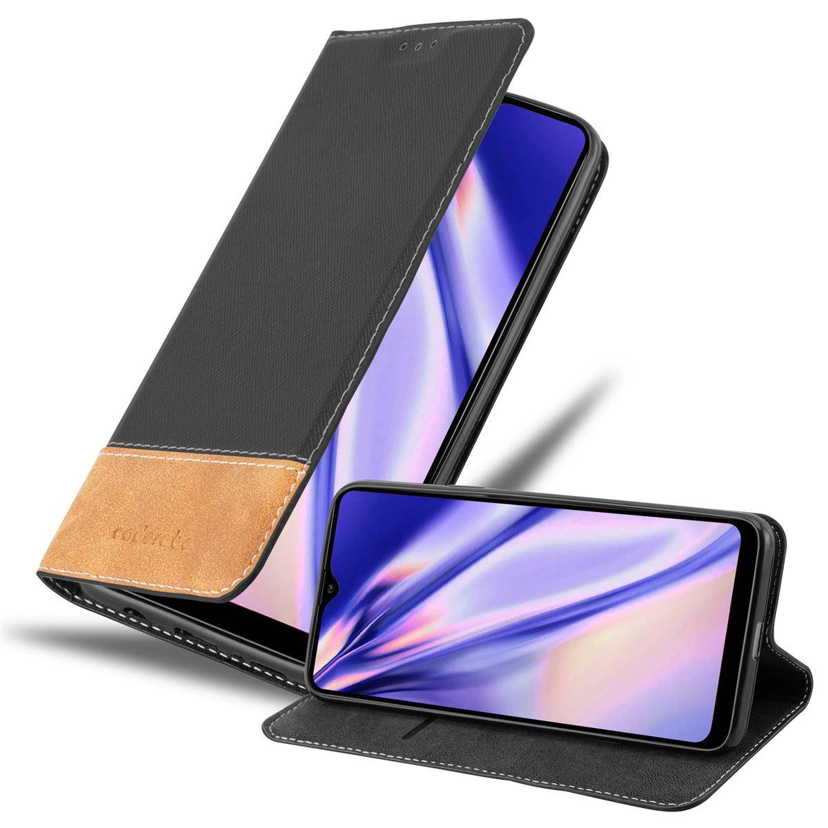 Cadorabo Hülle für Samsung Galaxy A20s Schutzhülle in Schwarz SHandyhülle Book Case Etui Kunstleder