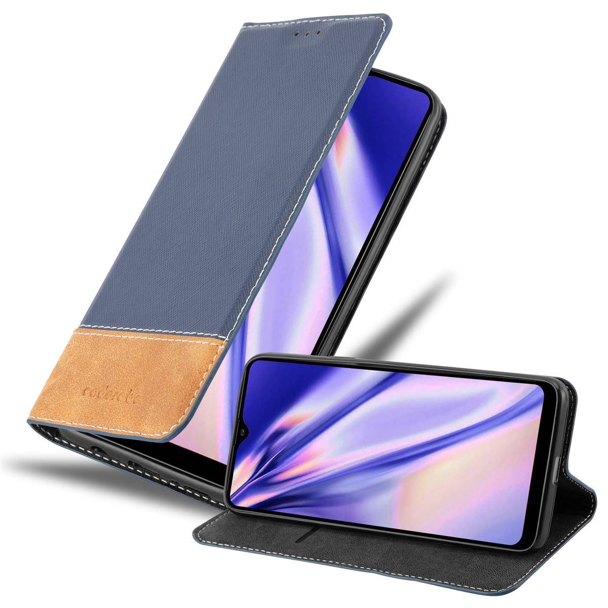 Cadorabo Hülle für Samsung Galaxy A20s Schutzhülle in Blau SHandyhülle Book Case Etui Kunstleder