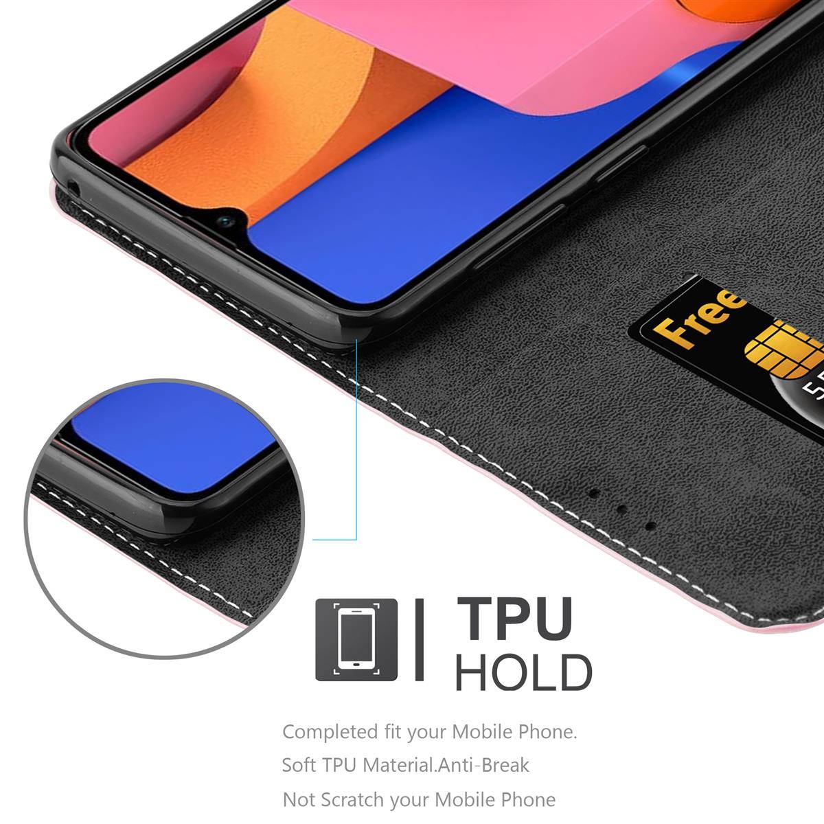 Cadorabo Hülle für Samsung Galaxy A20s Schutzhülle in Rosa SHandyhülle Book Case Etui Kunstleder