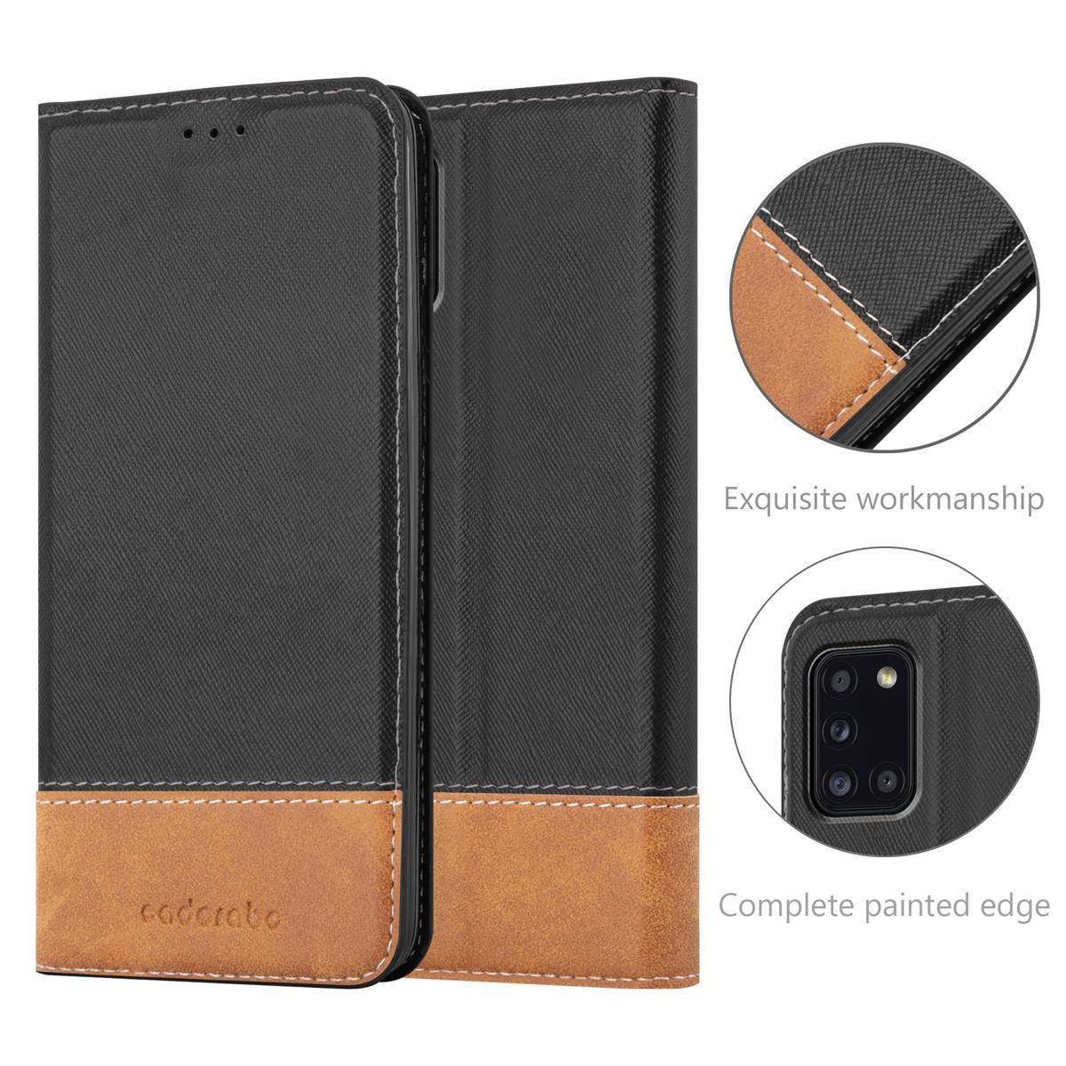 Cadorabo Hülle für Samsung Galaxy A31 Schutzhülle in Schwarz SHandyhülle Book Case Etui Kunstleder