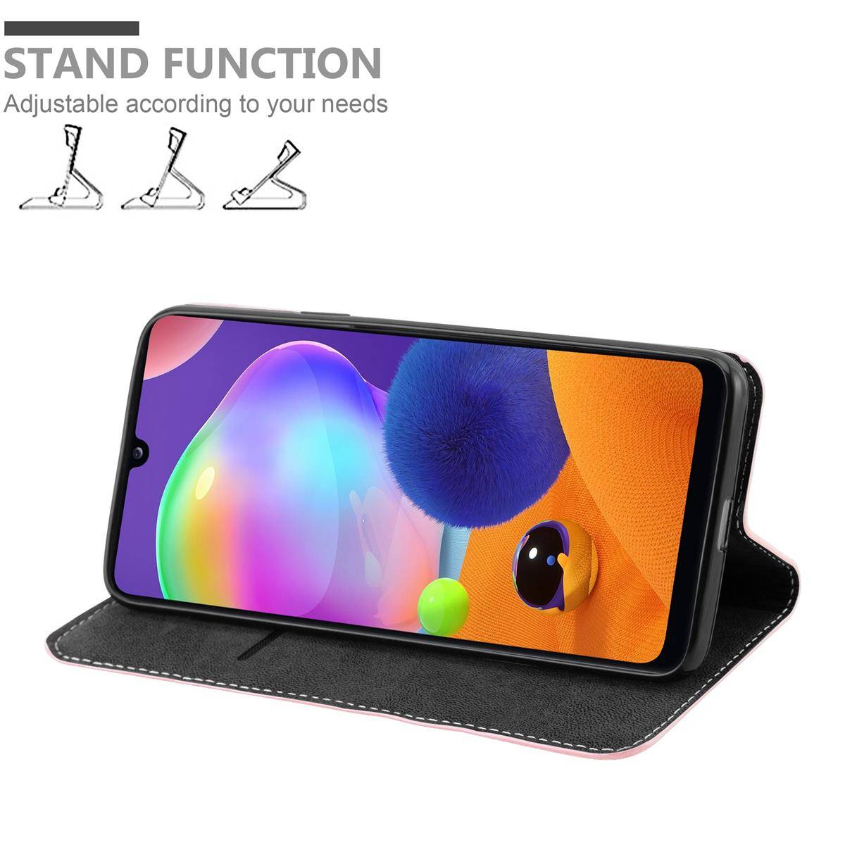 Cadorabo Hülle für Samsung Galaxy A31 Schutzhülle in Rosa SHandyhülle Book Case Etui Kunstleder