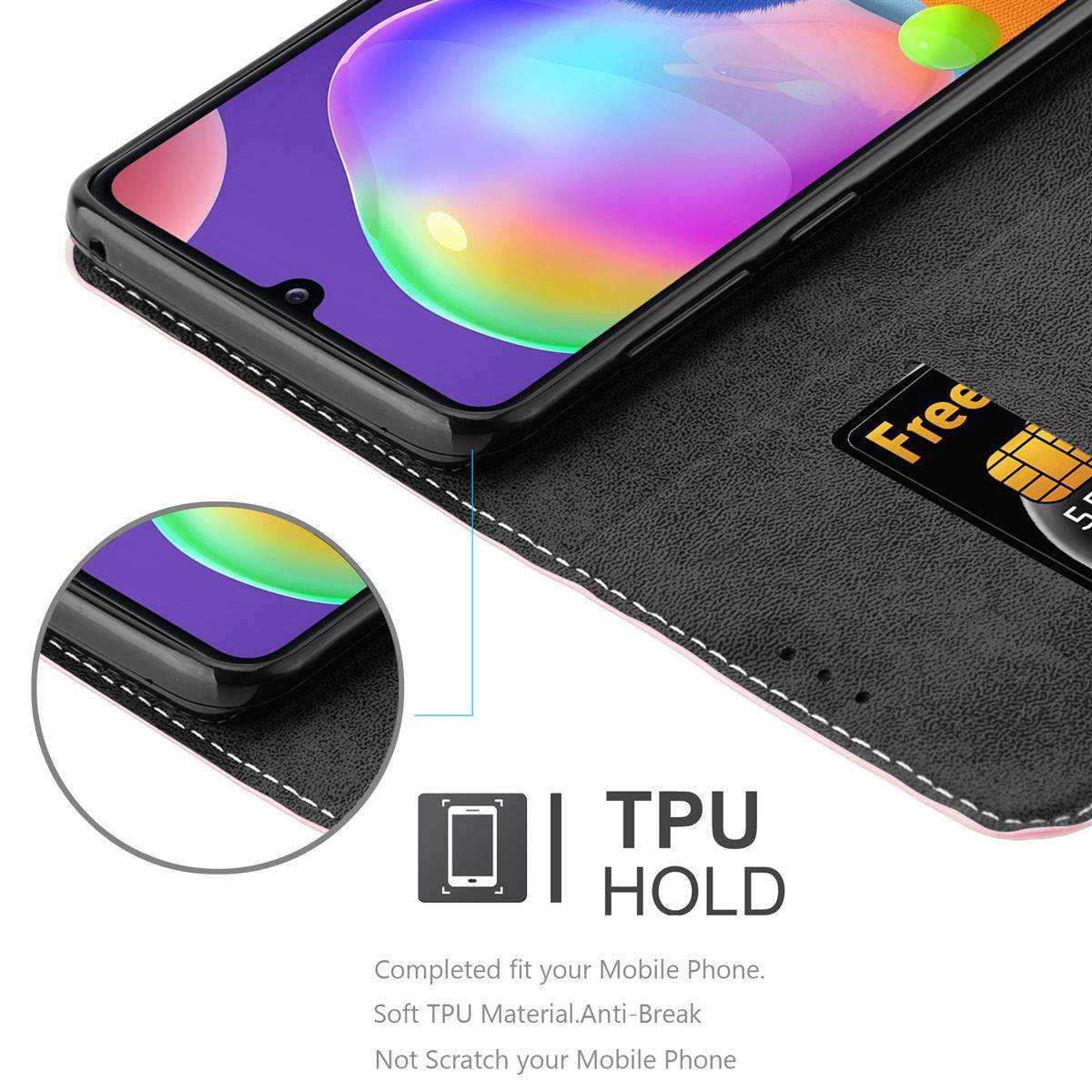 Cadorabo Hülle für Samsung Galaxy A31 Schutzhülle in Rosa SHandyhülle Book Case Etui Kunstleder