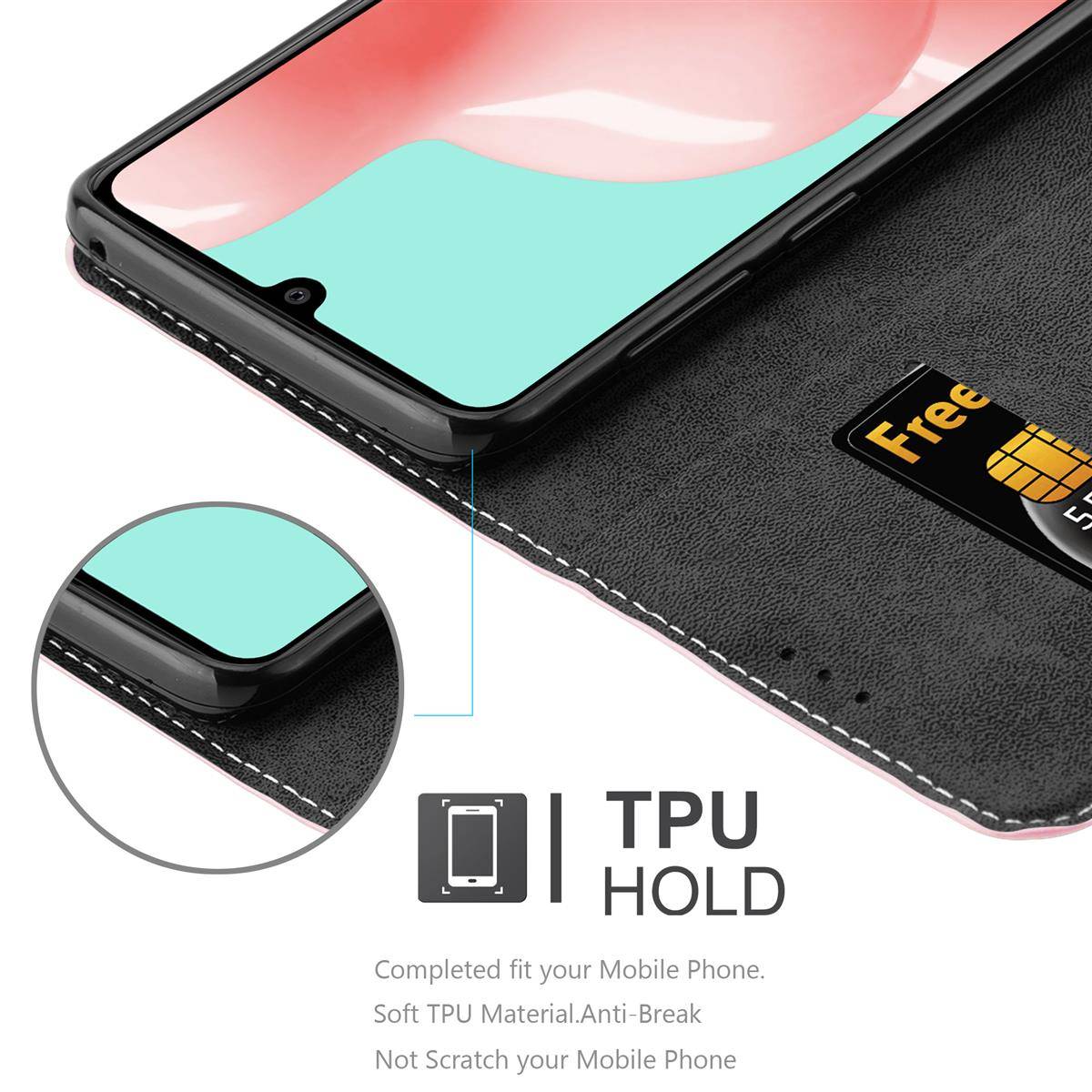 Cadorabo Hülle für Samsung Galaxy A41 Schutzhülle in Rosa SHandyhülle Book Case Etui Kunstleder