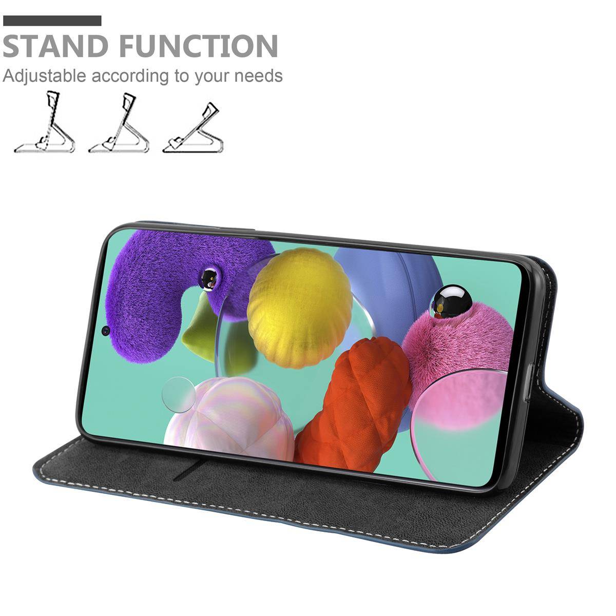 Cadorabo Hülle für Samsung Galaxy A51 4G / M40s Schutzhülle in Blau SHandyhülle Book Case Etui Kunstleder