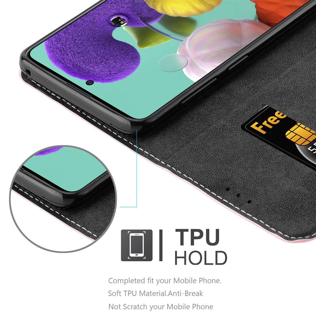 Cadorabo Hülle für Samsung Galaxy A51 4G / M40s Schutzhülle in Rosa SHandyhülle Book Case Etui Kunstleder