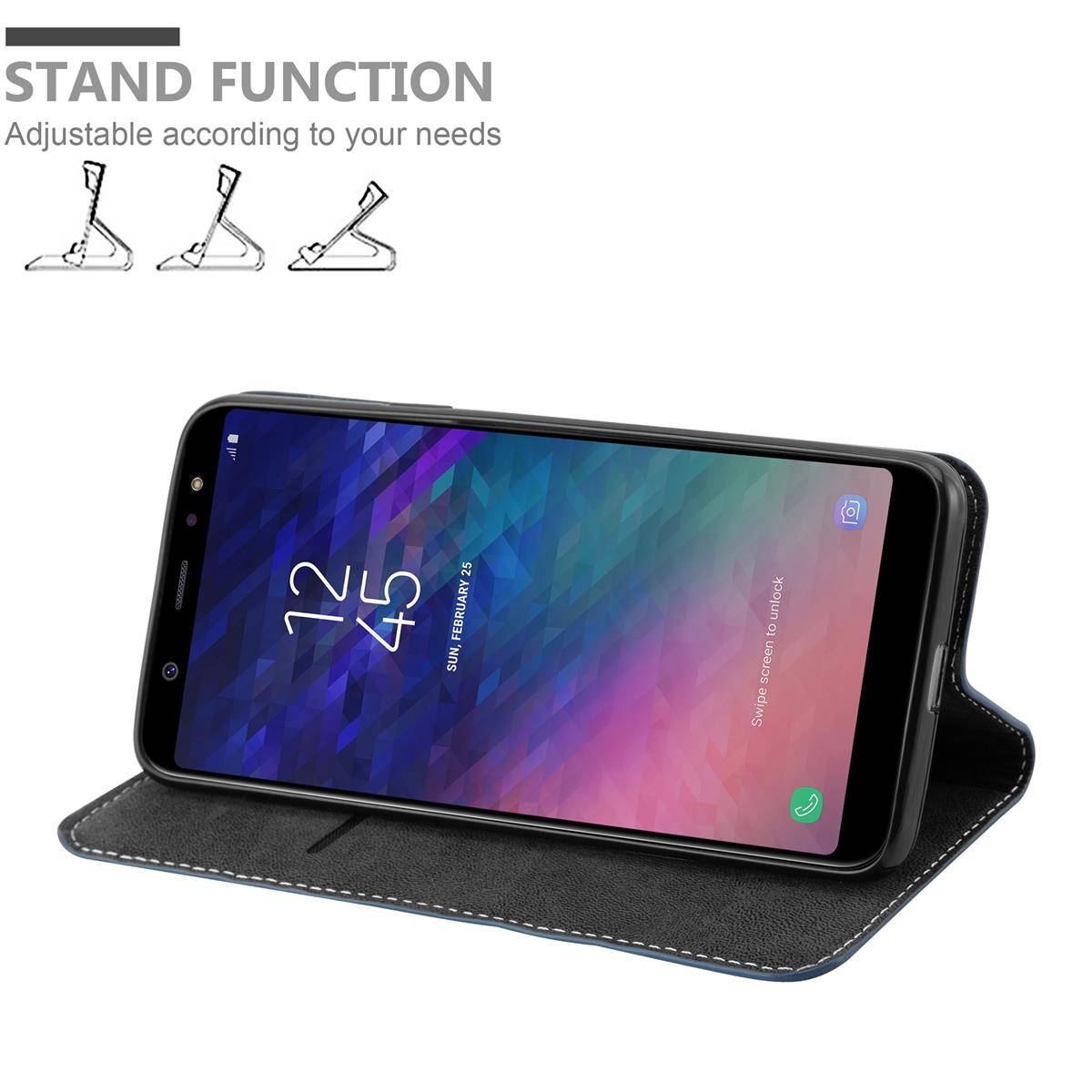 Cadorabo Hülle für Samsung Galaxy A6 PLUS 2018 Schutzhülle in Blau SHandyhülle Book Case Etui Kunstleder