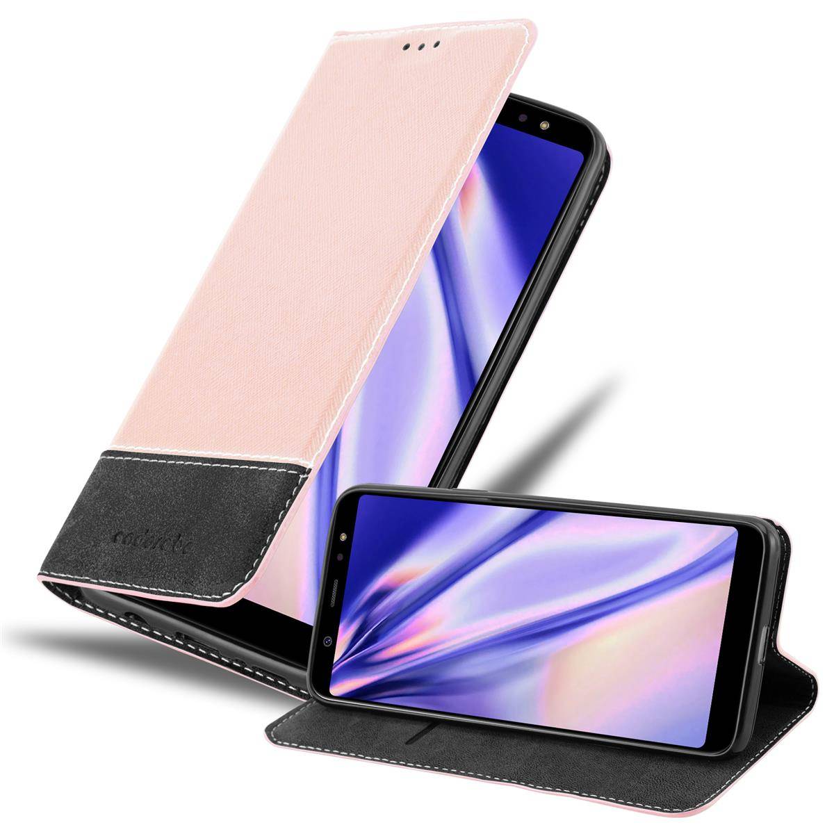 Cadorabo Hülle für Samsung Galaxy A6 PLUS 2018 Schutzhülle in Rosa SHandyhülle Book Case Etui Kunstleder