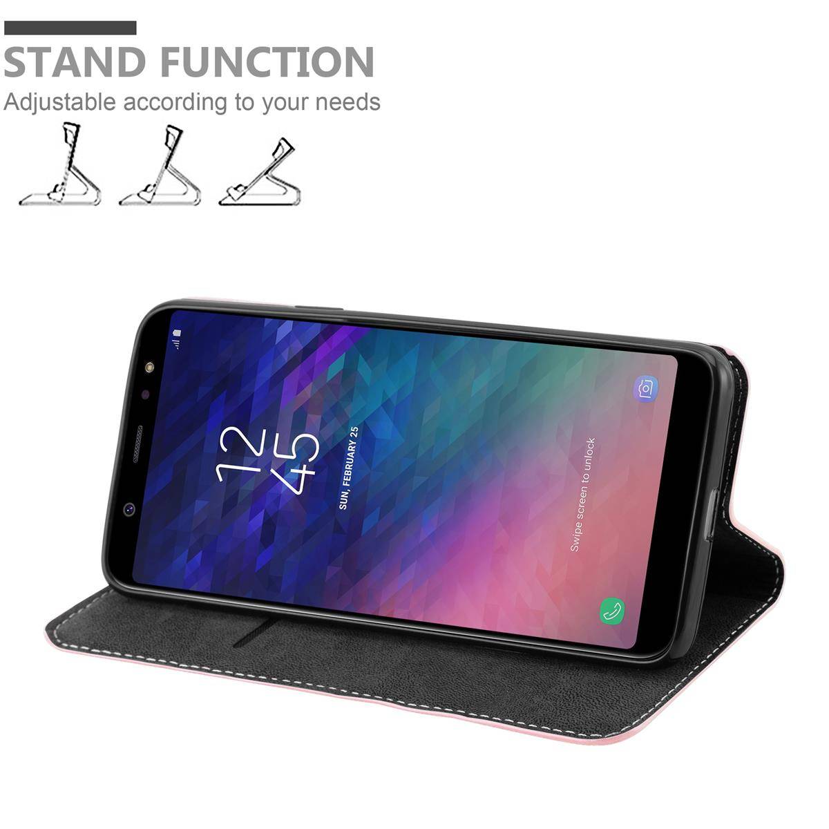 Cadorabo Hülle für Samsung Galaxy A6 PLUS 2018 Schutzhülle in Rosa SHandyhülle Book Case Etui Kunstleder