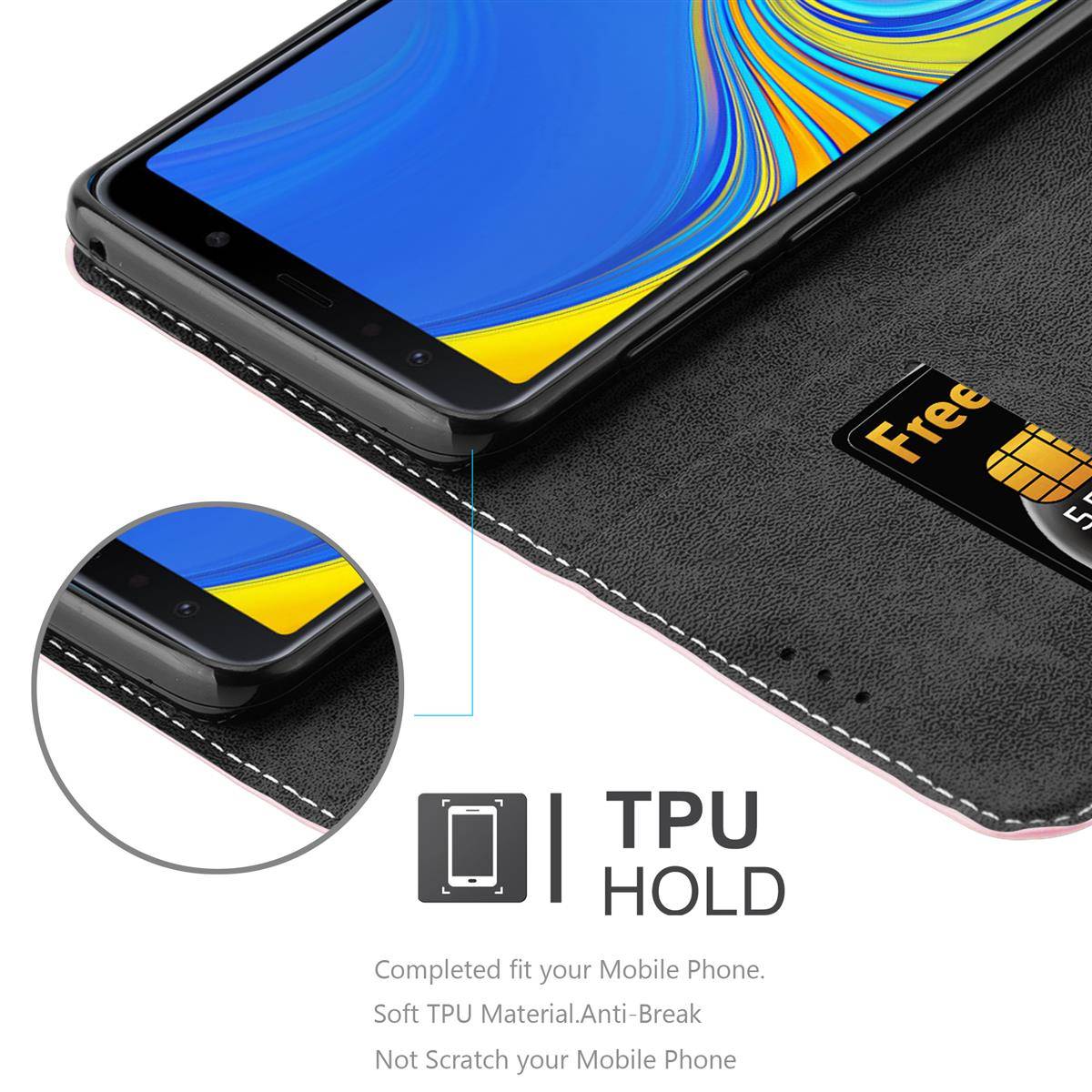 Cadorabo Hülle für Samsung Galaxy A7 2018 Schutzhülle in Rosa SHandyhülle Book Case Etui Kunstleder