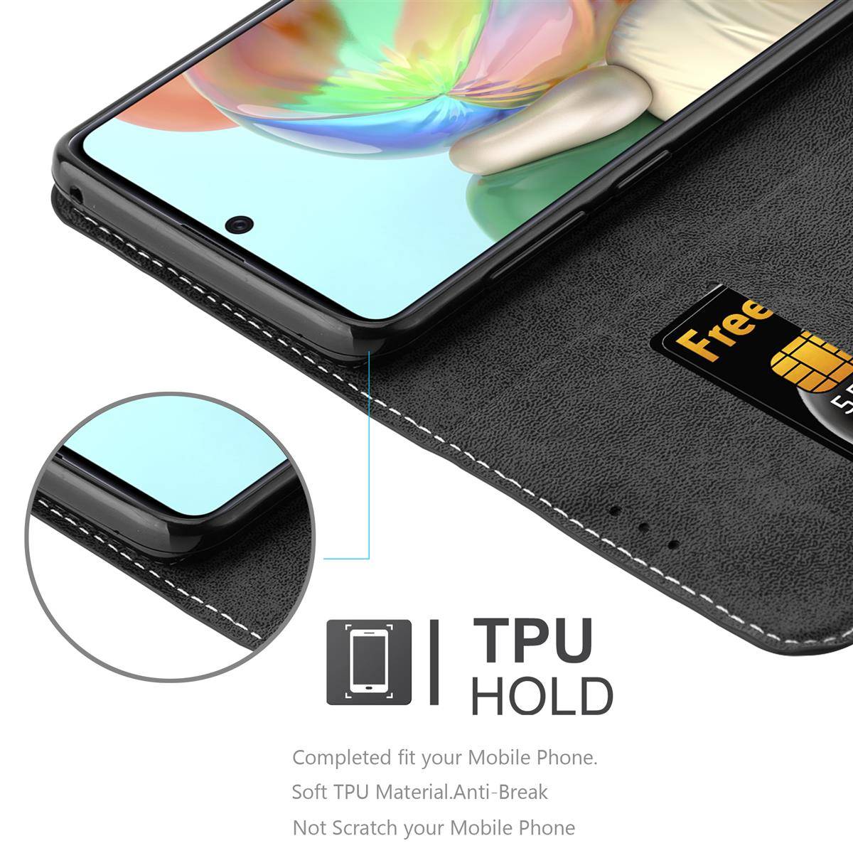 Cadorabo Hülle für Samsung Galaxy A71 4G Schutzhülle in Schwarz SHandyhülle Book Case Etui Kunstleder