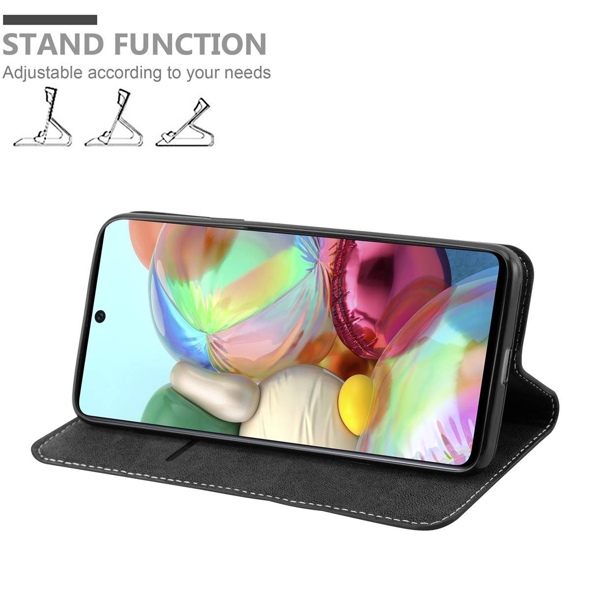 Cadorabo Hülle für Samsung Galaxy A71 4G Schutzhülle in Schwarz SHandyhülle Book Case Etui Kunstleder
