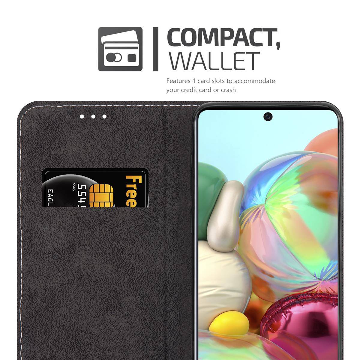 Cadorabo Hülle für Samsung Galaxy A71 4G Schutzhülle in Schwarz SHandyhülle Book Case Etui Kunstleder