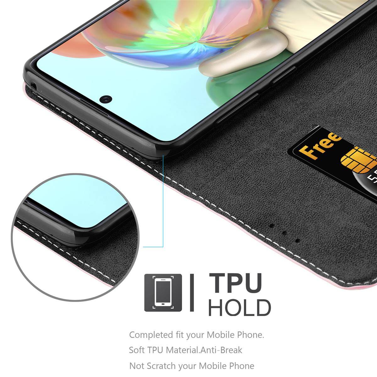 Cadorabo Hülle für Samsung Galaxy A71 4G Schutzhülle in Rosa SHandyhülle Book Case Etui Kunstleder