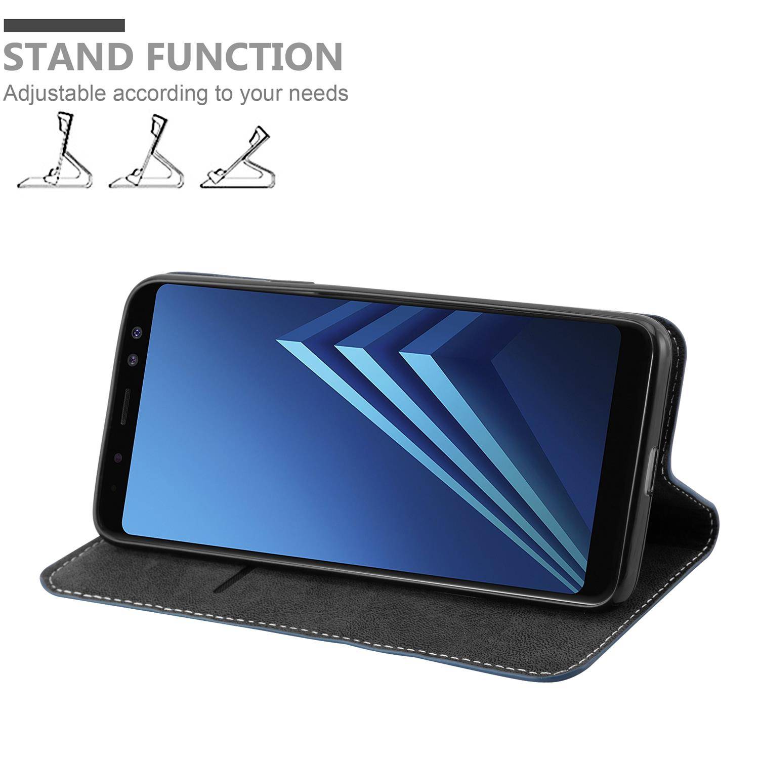 Cadorabo Hülle für Samsung Galaxy A8 2018 Schutzhülle in Blau SHandyhülle Book Case Etui Kunstleder