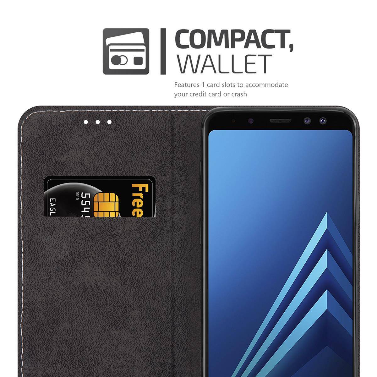 Cadorabo Hülle für Samsung Galaxy A8 2018 Schutzhülle in Blau SHandyhülle Book Case Etui Kunstleder
