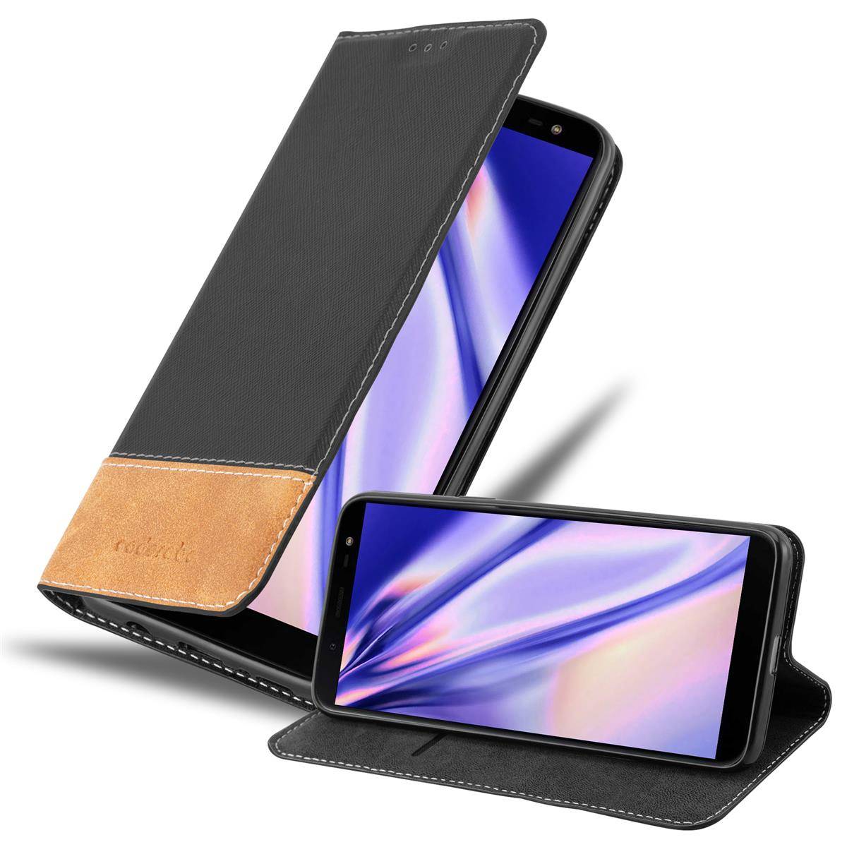 Cadorabo Hülle für Samsung Galaxy J6 2018 Schutzhülle in Schwarz SHandyhülle Book Case Etui Kunstleder