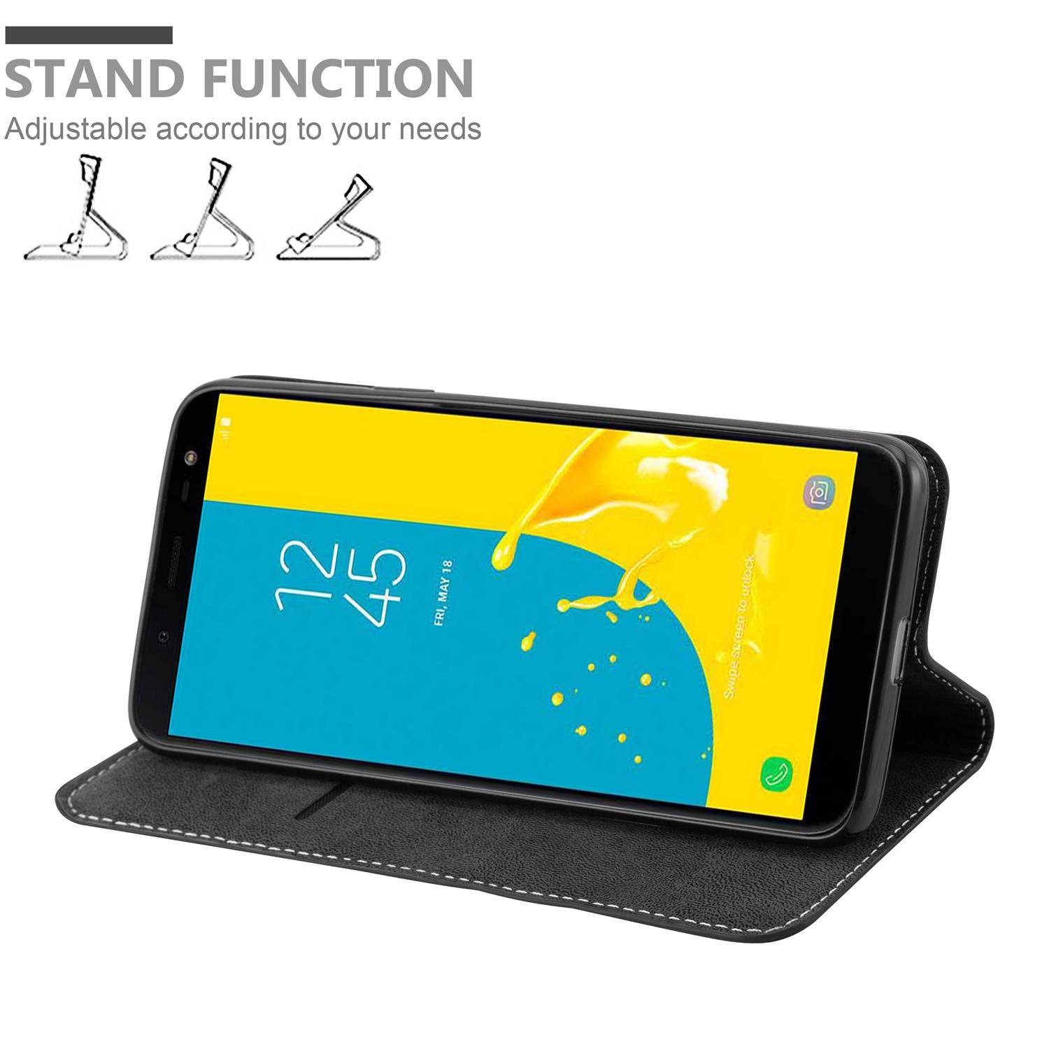 Cadorabo Hülle für Samsung Galaxy J6 2018 Schutzhülle in Schwarz SHandyhülle Book Case Etui Kunstleder