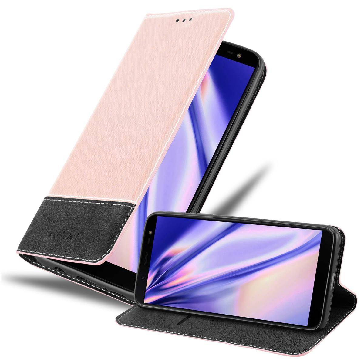 Cadorabo Hülle für Samsung Galaxy J6 2018 Schutzhülle in Rosa SHandyhülle Book Case Etui Kunstleder