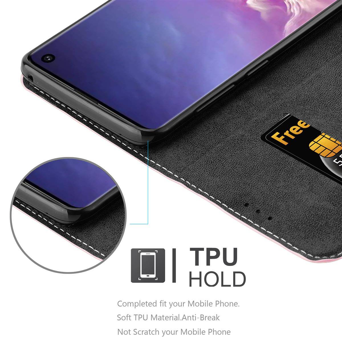 Cadorabo Hülle für Samsung Galaxy S10 4G Schutzhülle in Rosa SHandyhülle Book Case Etui Kunstleder