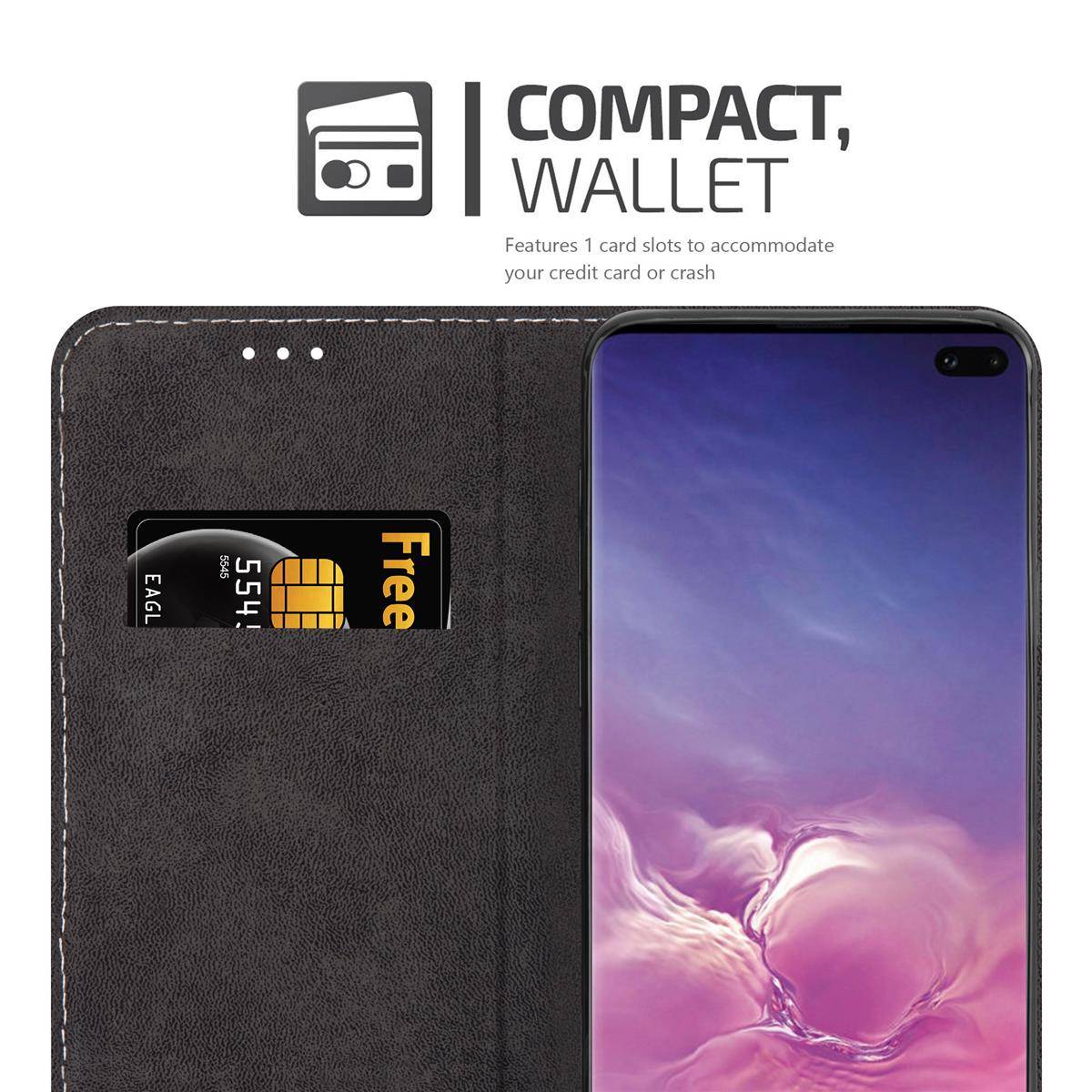 Cadorabo Hülle für Samsung Galaxy S10 PLUS Schutzhülle in Rosa SHandyhülle Book Case Etui Kunstleder