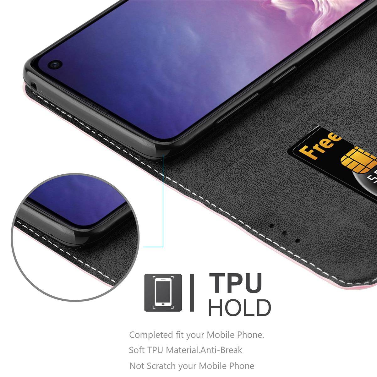 Cadorabo Hülle für Samsung Galaxy S10e Schutzhülle in Rosa SHandyhülle Book Case Etui Kunstleder