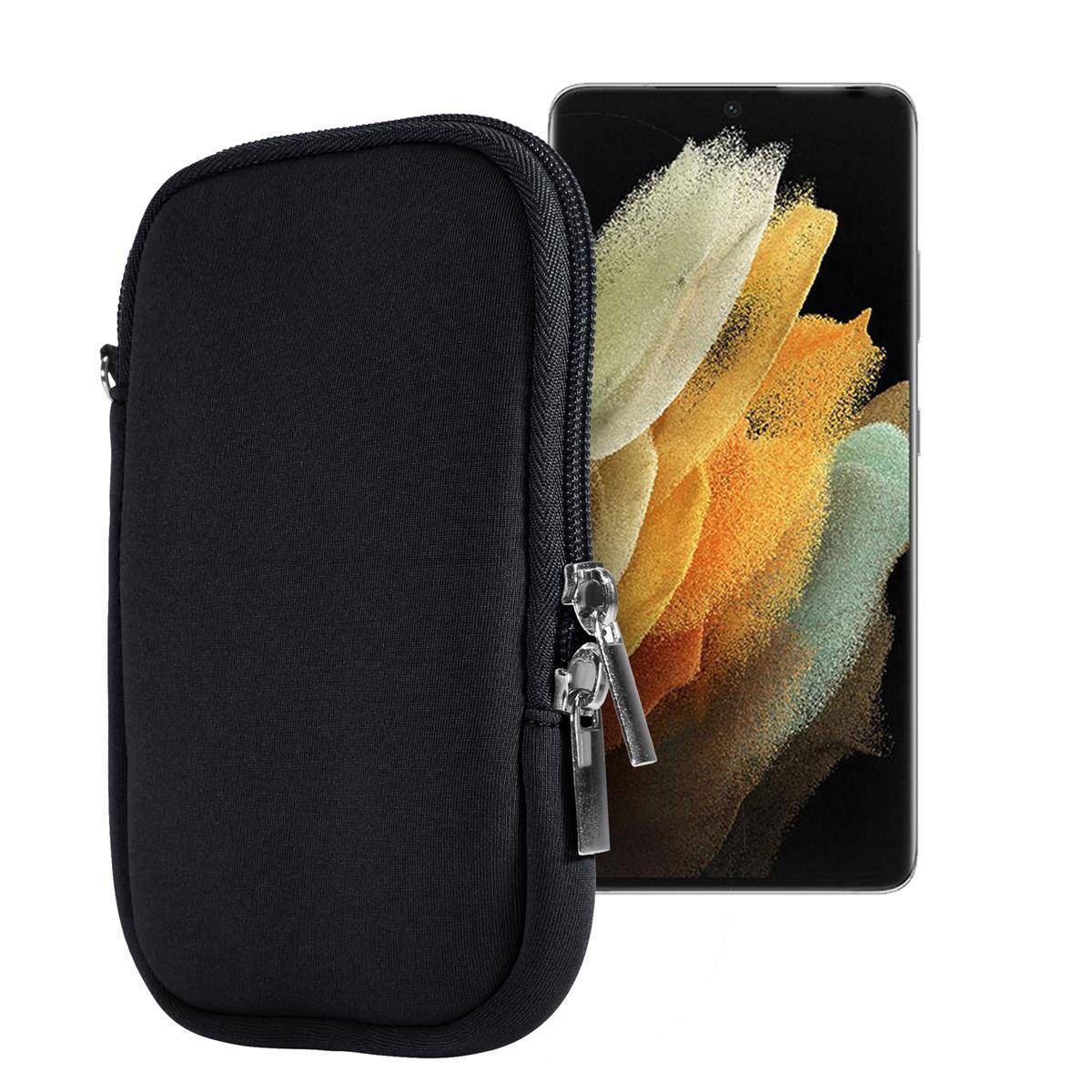 Cadorabo Universal Neopren Handy Hülle für Smarthones bis Universal Neopren 4.5 in Schwarz Schutzhülle Neopren mit