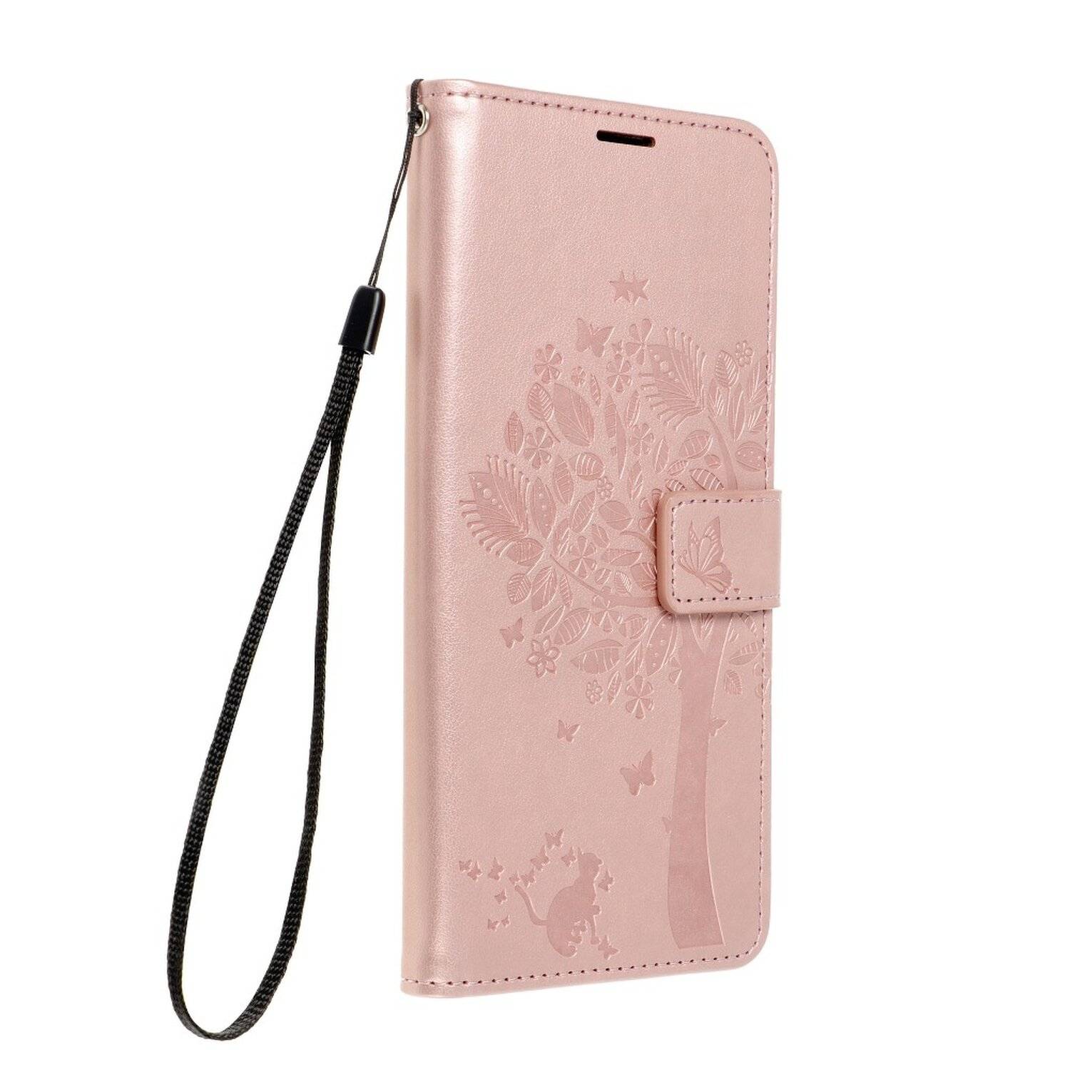 Elegante Buch-Tasche Hülle Fancy "Mezzo"Book-Style Kartenfächer Schale Baum Mandala für Samsung Galaxy A13 5G Baum Rosa