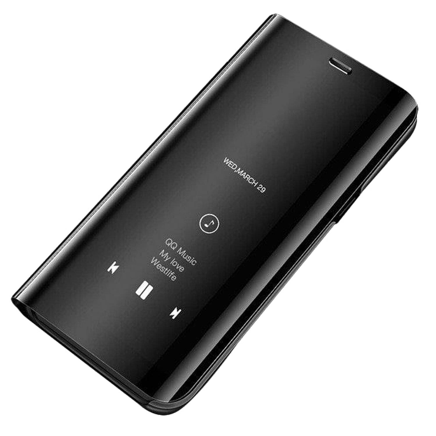 Smart View Spiegel Mirror Smart Cover Schale Etui für Samsung Galaxy A13 5G Schutzhülle Tasche Case Schutz Clear Schwarz