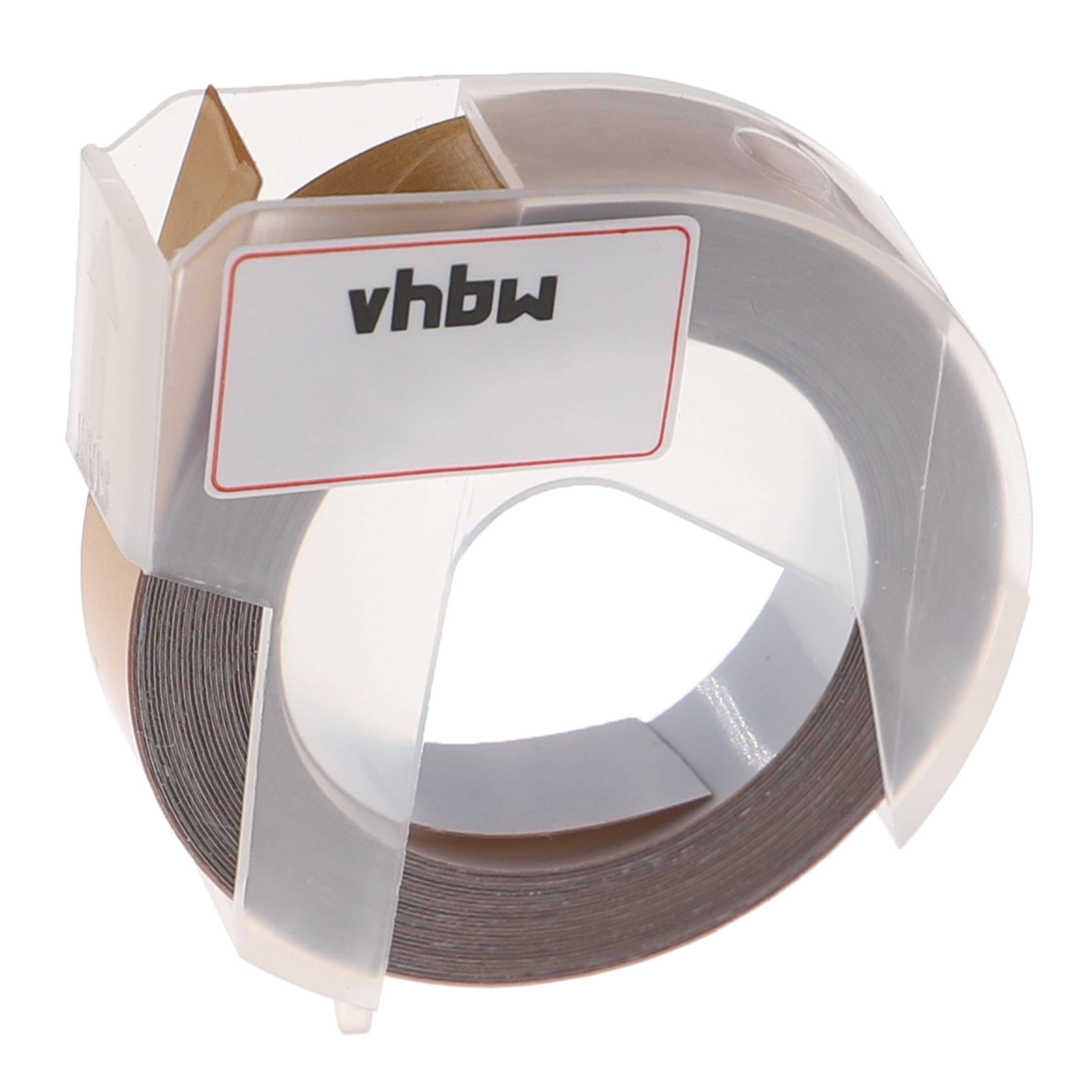 vhbw 3D Prägeband-Schriftband-Kassette kompatibel mit Dymo Label Buddy 20008, Mini, Maxi 1755 Etiketten-Drucker 3m x 9mm Weiß auf Gold