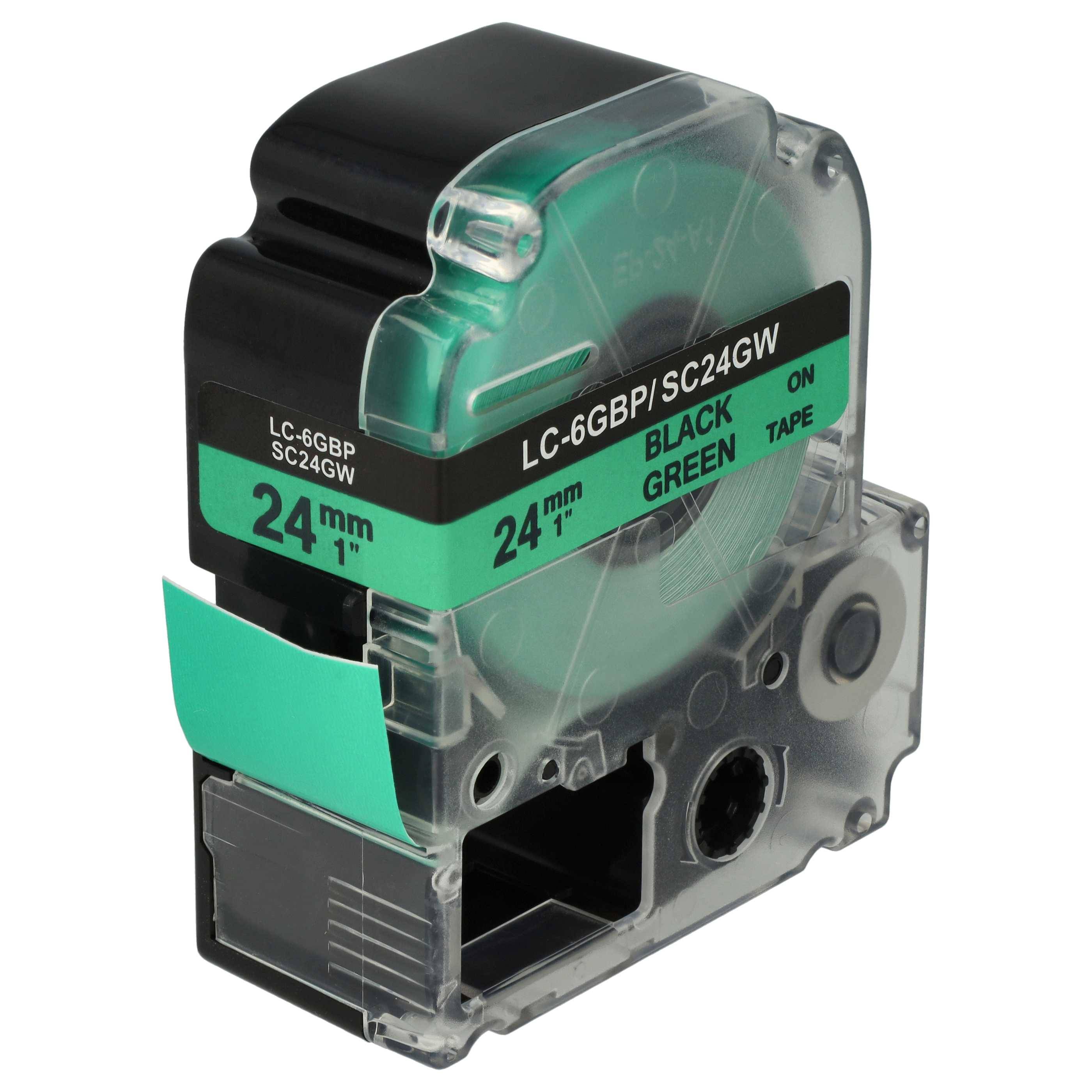 vhbw Schriftband-Kassette Ersatz für KingJim SC24GW für Etiketten-Drucker 8m x 24mm Schwarz auf Grün